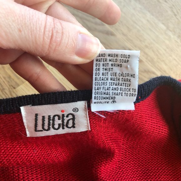 Vintage Lucia Red Argyle 2 Piece Set Top Full Zip Cardigan Medium - Picture 10 of 16